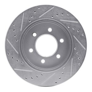 Ford F-150 Brake Rotor (1) - Front Right - R1 Concepts - Drilled & Slotted - Silver - `04-`08